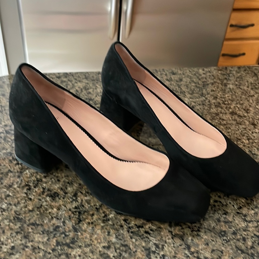 Jcrew black suede pumps